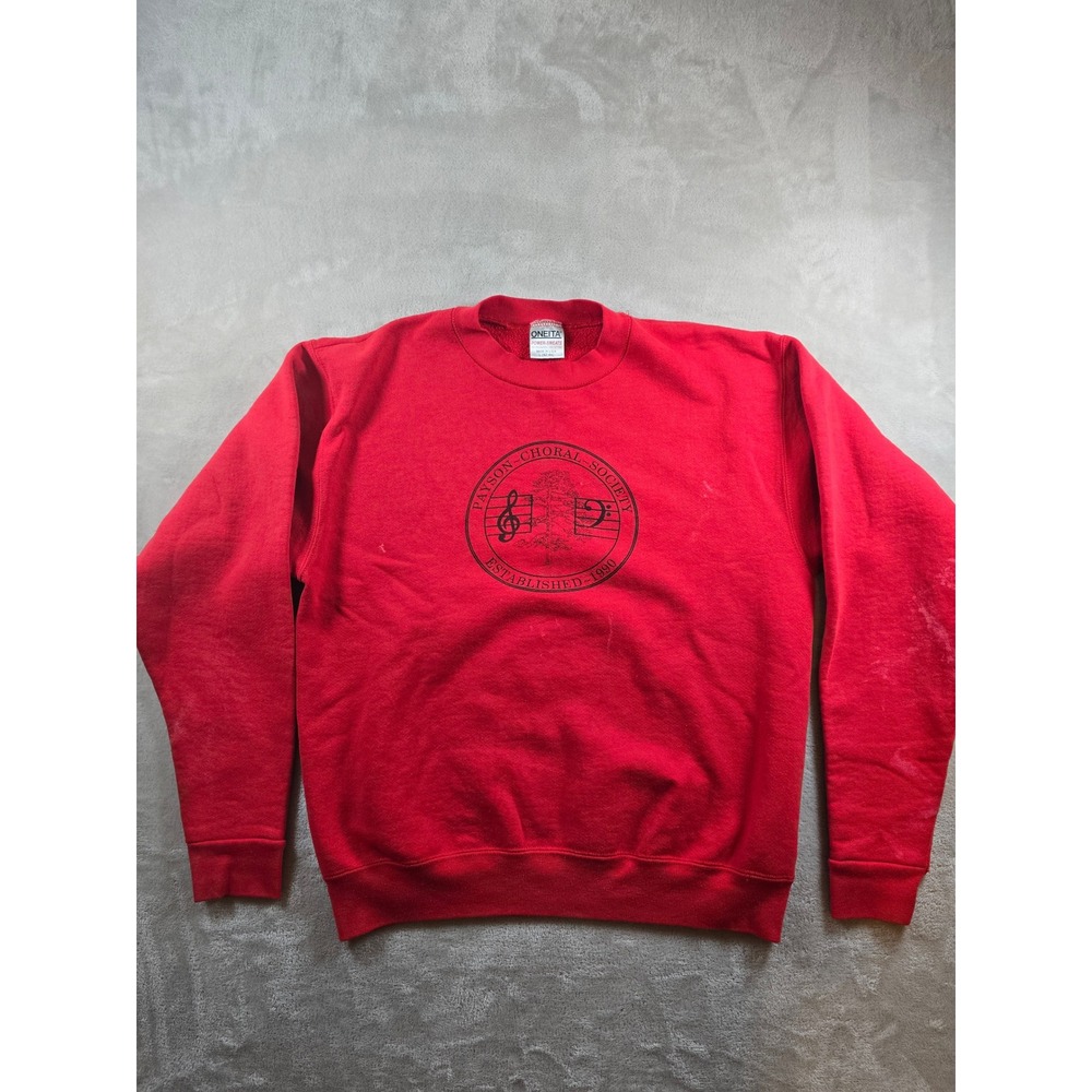 Vintage Sweatshirt L Red Payson‎ Choral Society Oneita Made USA Fits Small Read